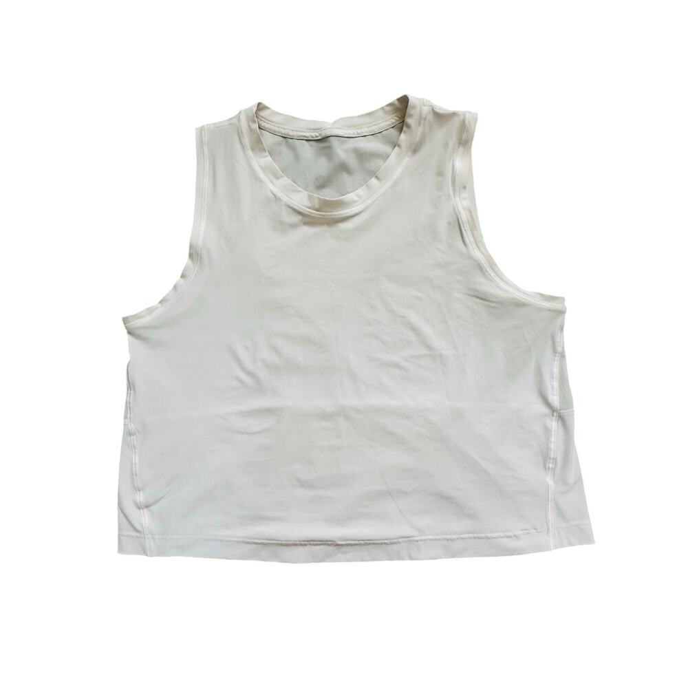 Athleta‎ White Mesh Back Cropped Athletic Tank Top Estimated Medium